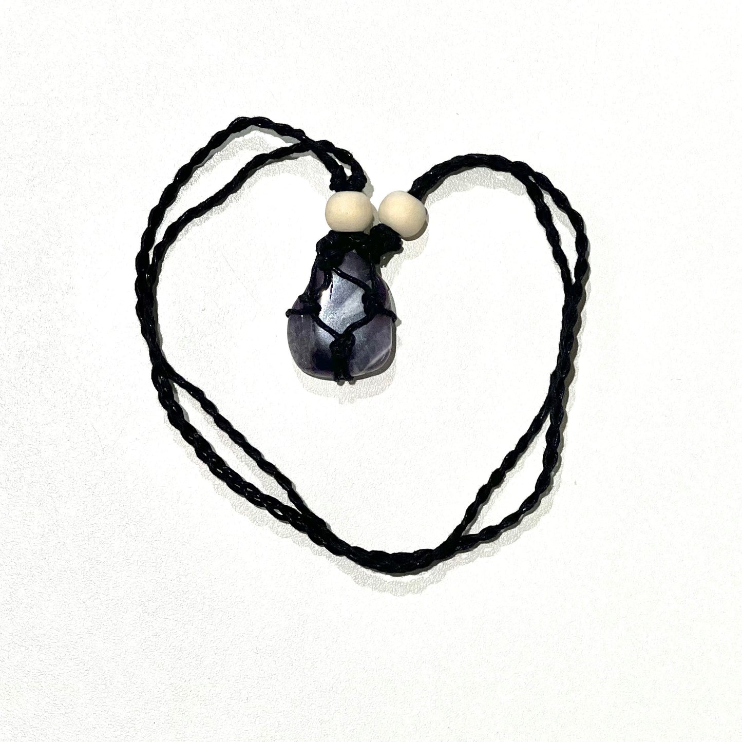 Chevron Amethyst Macrame Necklace