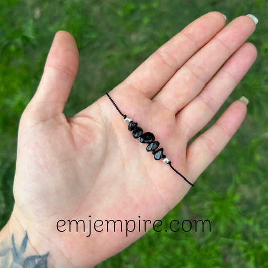 Black Tourmaline Crystal Chip Bracelet