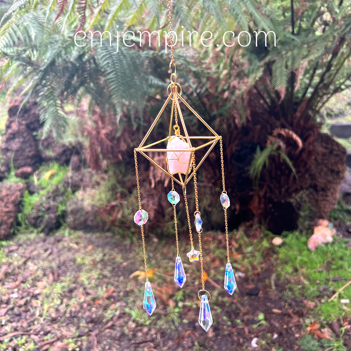 Suncatcher Gold Rose Quartz Diamond