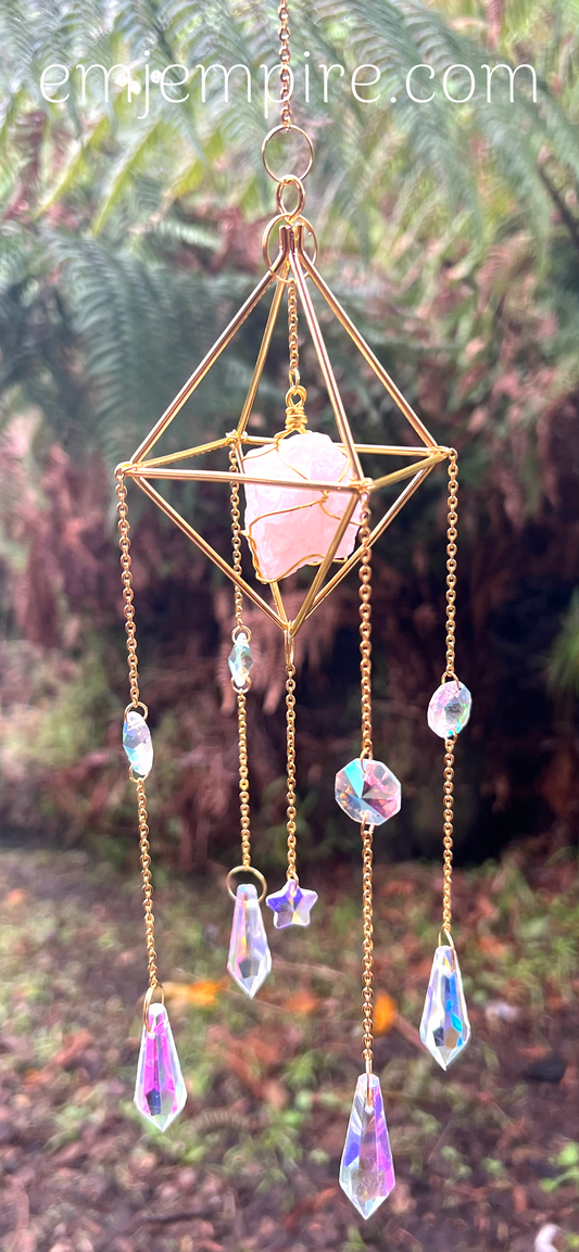 Suncatcher Gold Rose Quartz Diamond