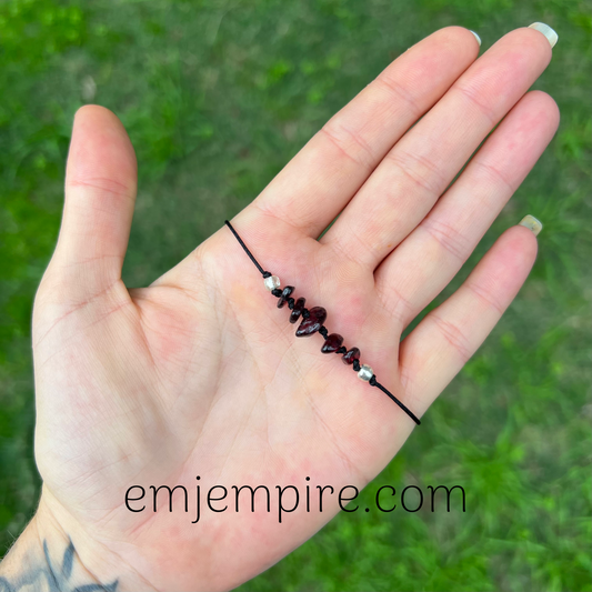 Garnet Crystal Chip Bracelet