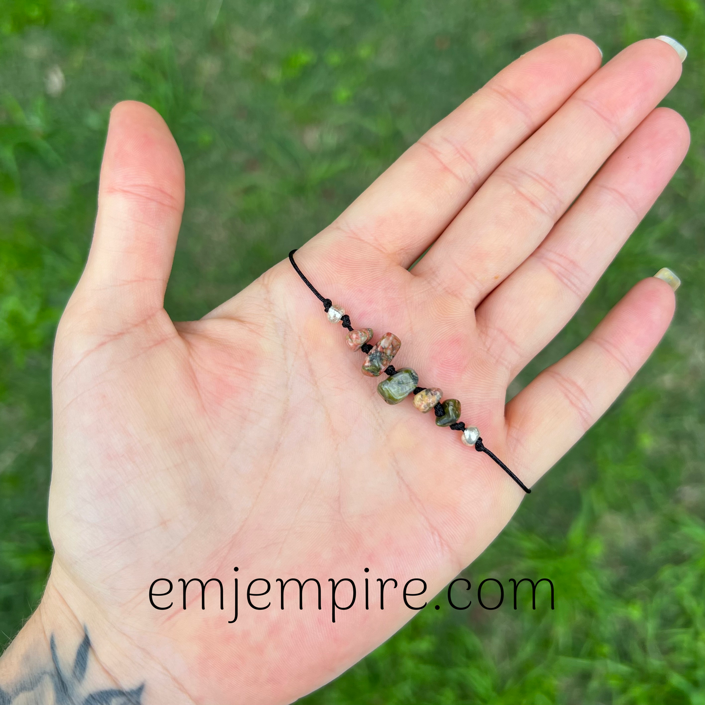 Unakite Crystal Chip Bracelet