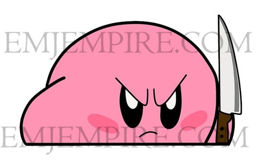 Kirby with knife sticker - Waterproof vinyl decal for car, laptop, phone, water bottle