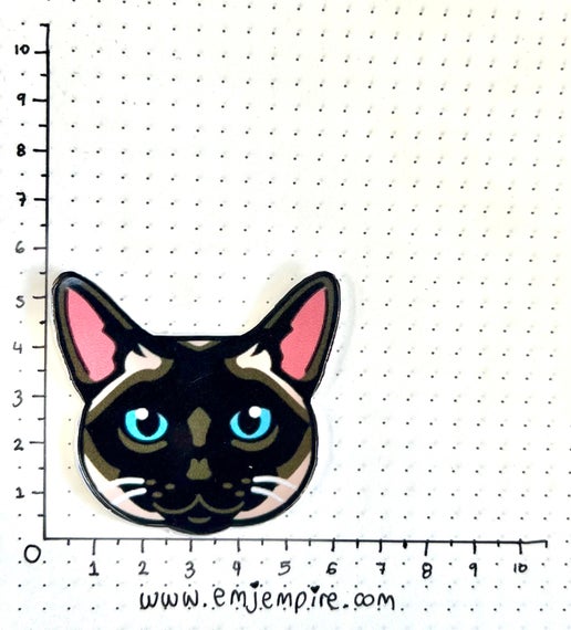 Siamese Dark coloured Cat shorthair - Waterproof vinyl decal for car, laptop, phone, water bottle