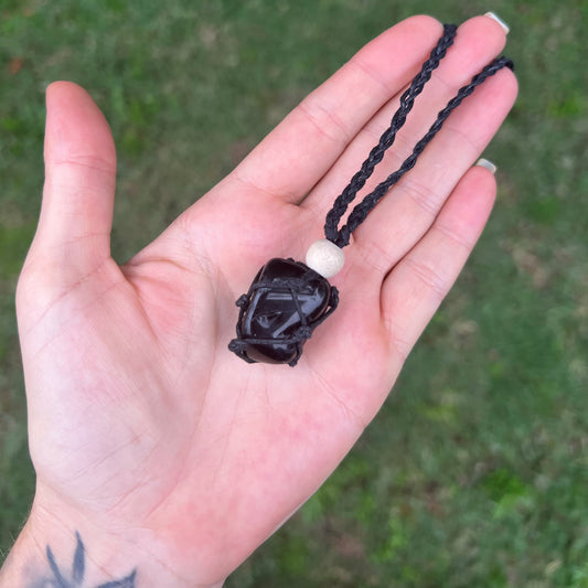 Black Obsidian Macrame Necklace