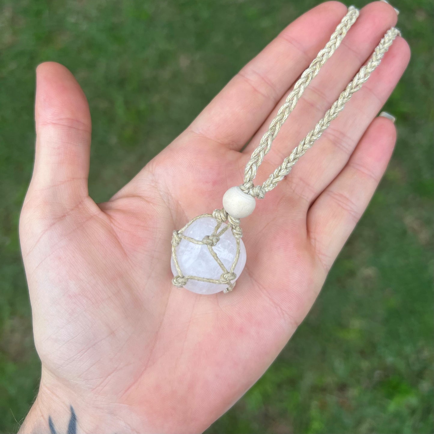 Clear Quartz Macrame Necklace