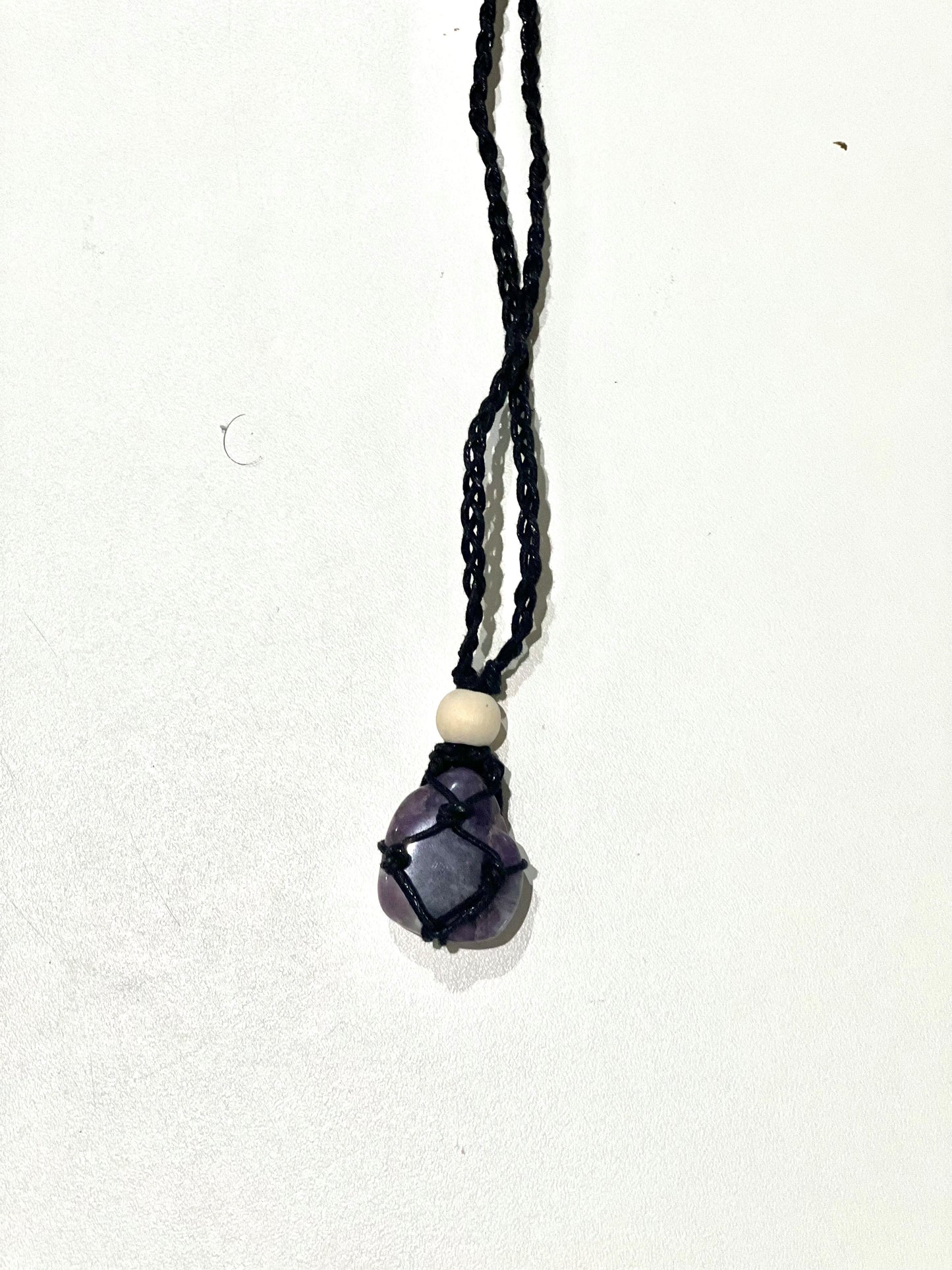 Chevron Amethyst Macrame Necklace