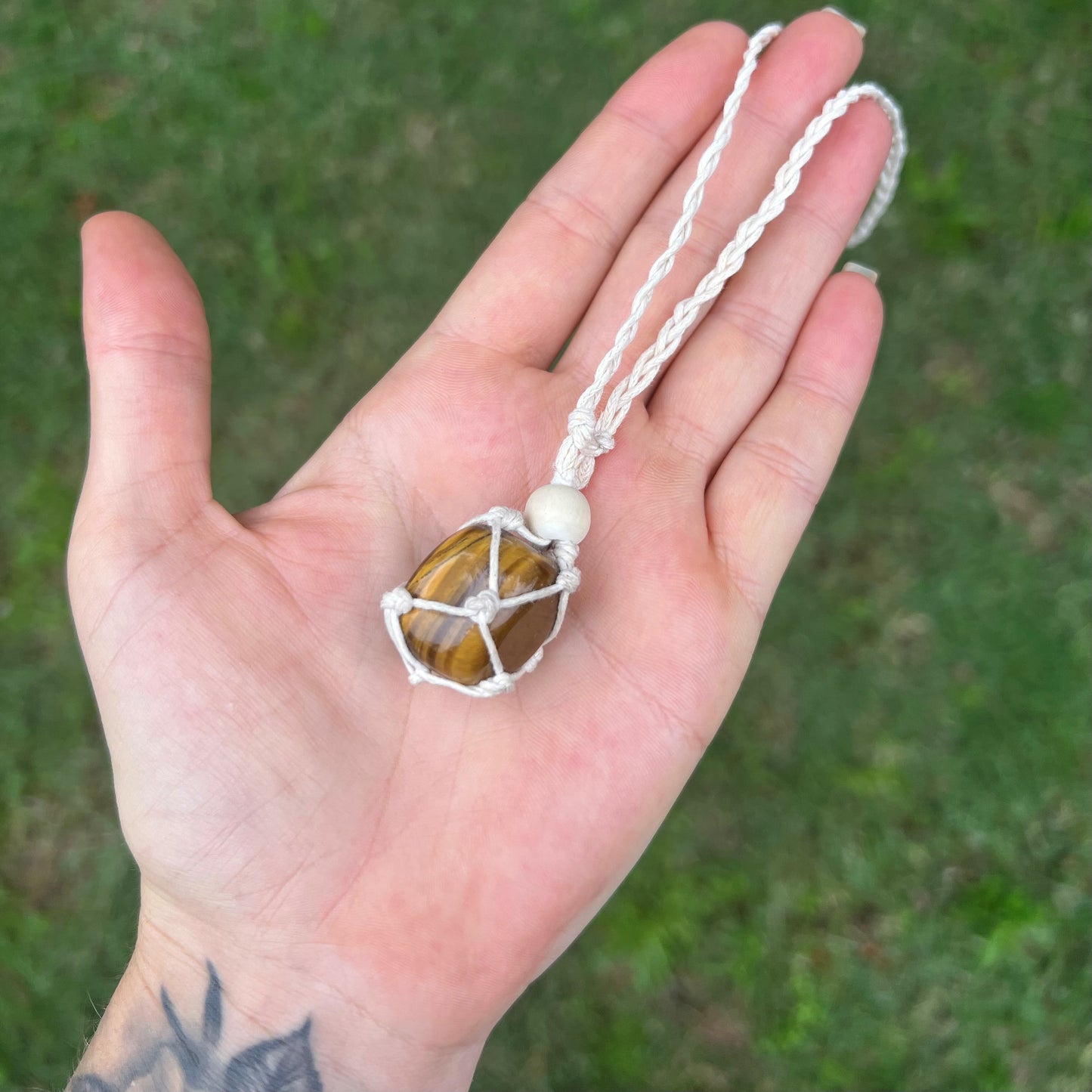 Golden Tigers Eye Macrame Necklace