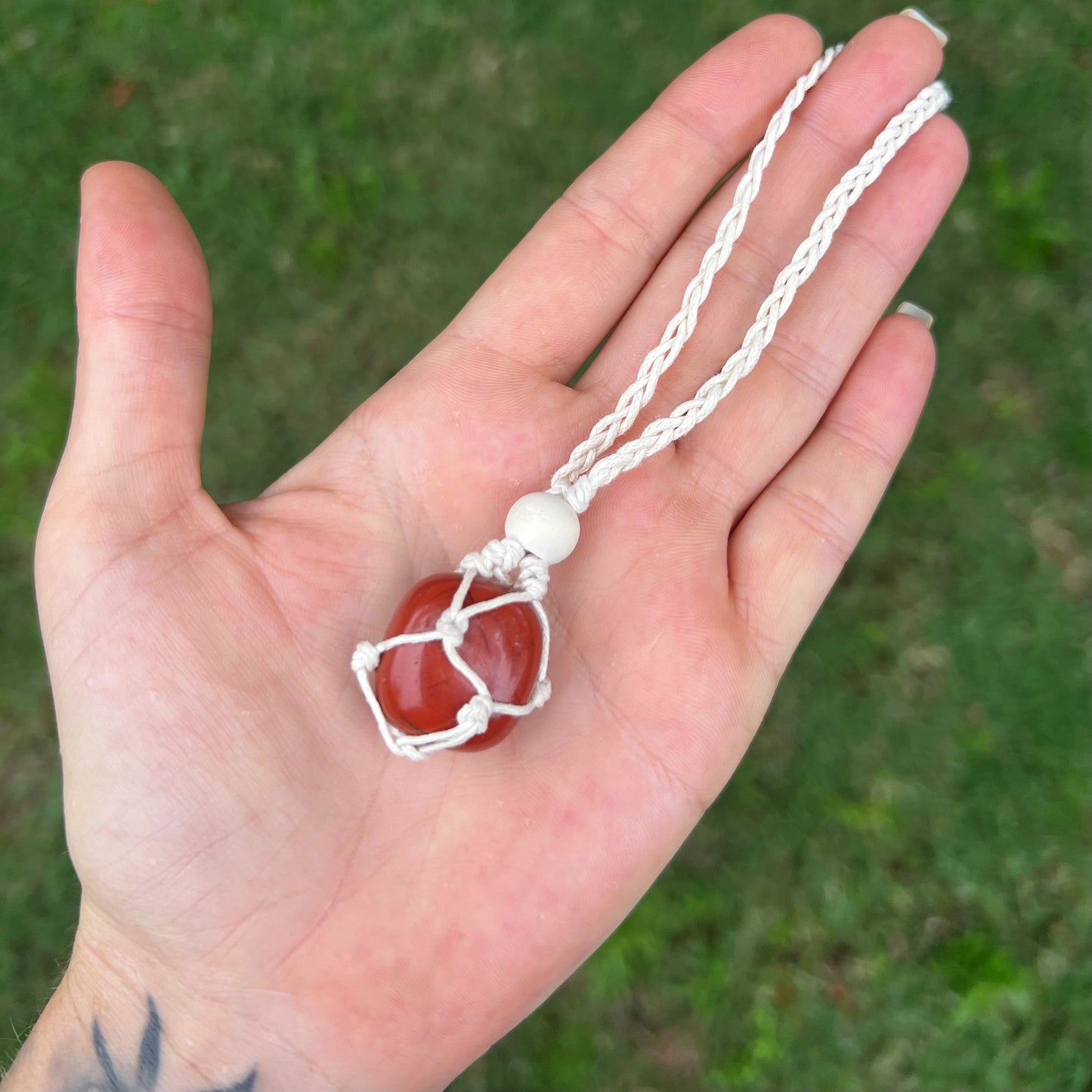 Red Jasper Macrame Necklace