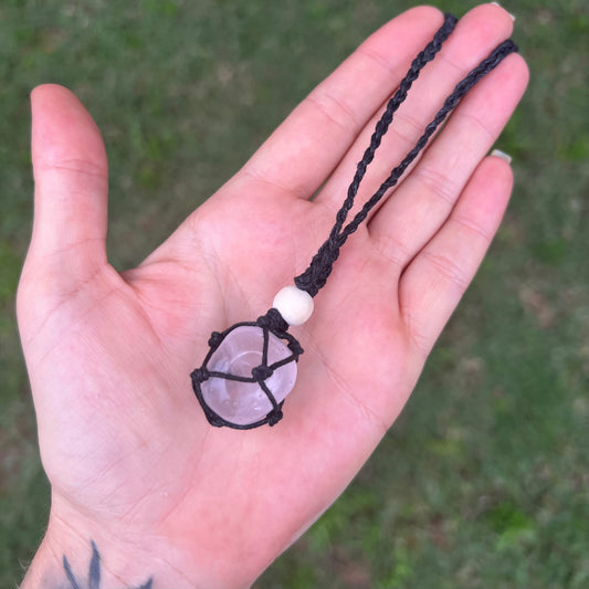 Rose Quartz Macrame Necklace