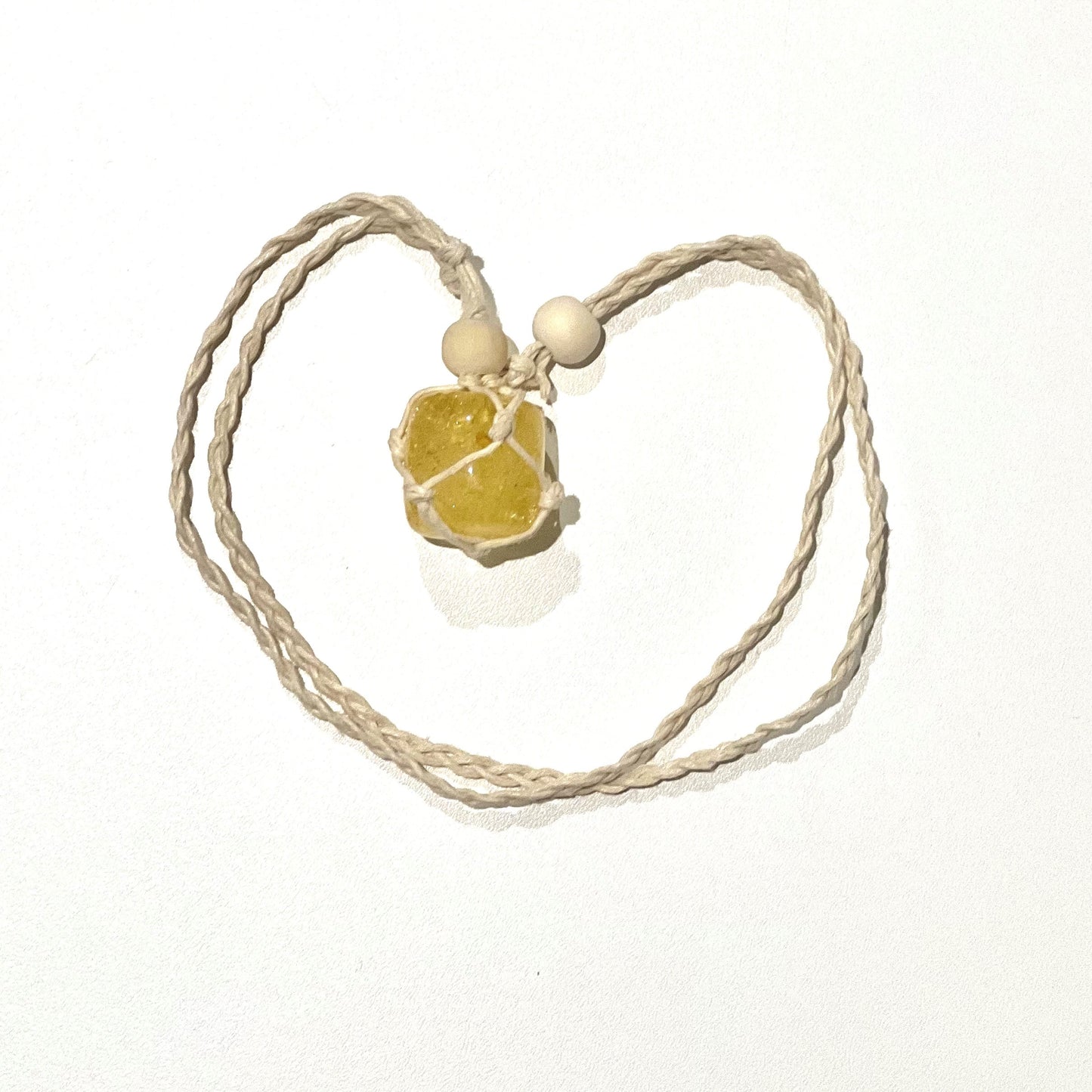 Yellow Crackle Quartz Macrame Necklace