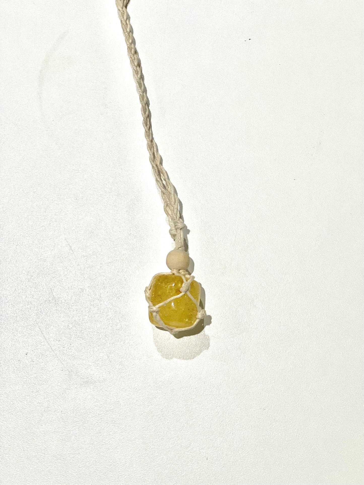 Yellow Crackle Quartz Macrame Necklace